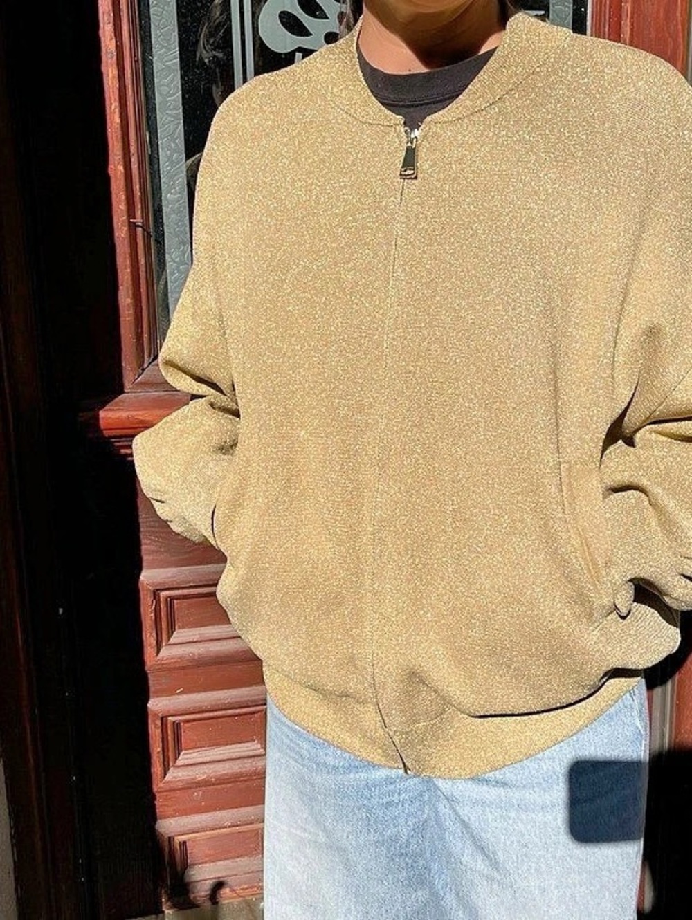 Gold Bomber Jacket Zara